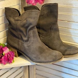 Women’s Grey Suede Heeled Ankle Booties - 8